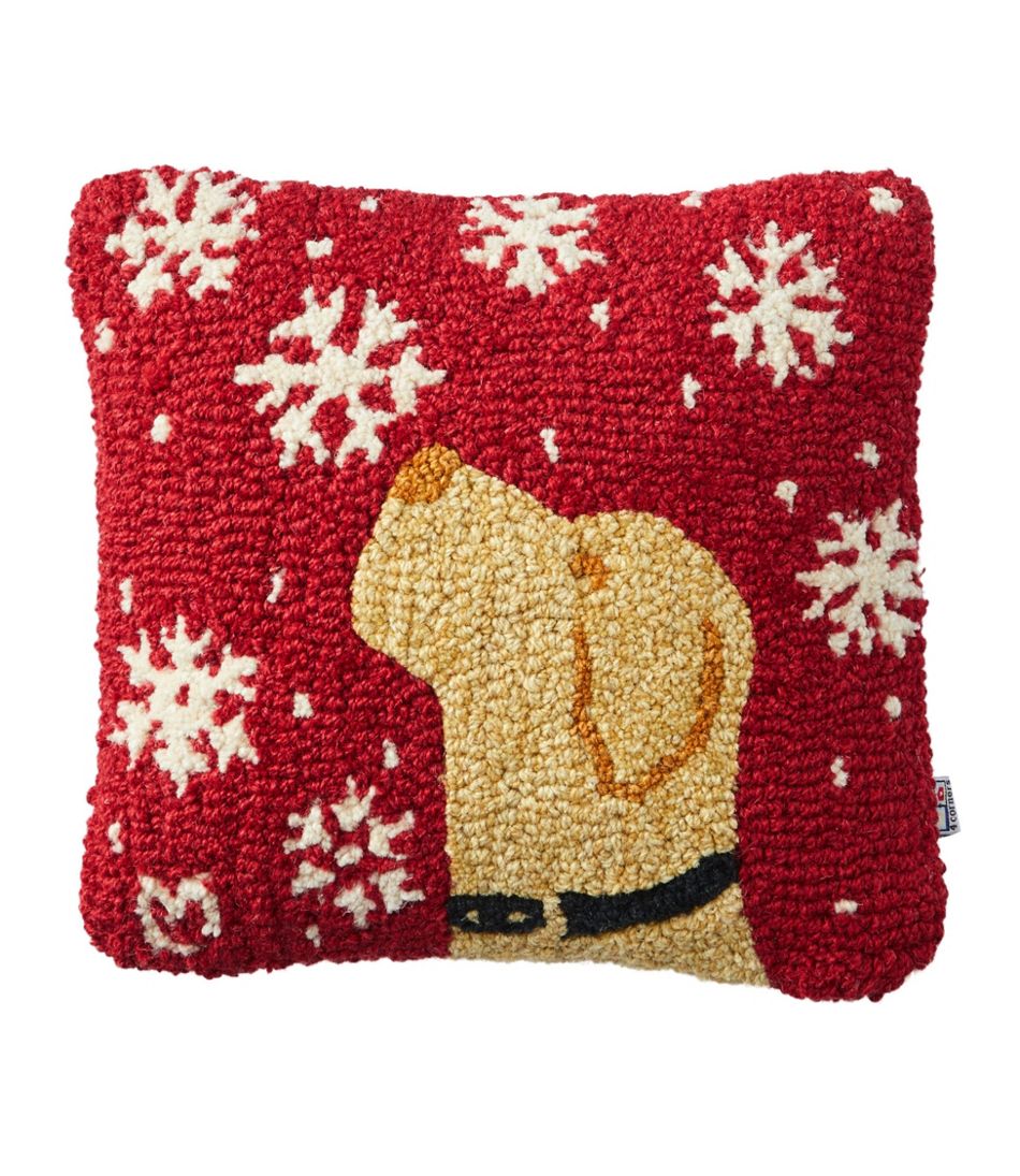 Wool Hooked Throw Pillow, Snowflake Yellow Lab, 14" x 14" / L.L.Bean