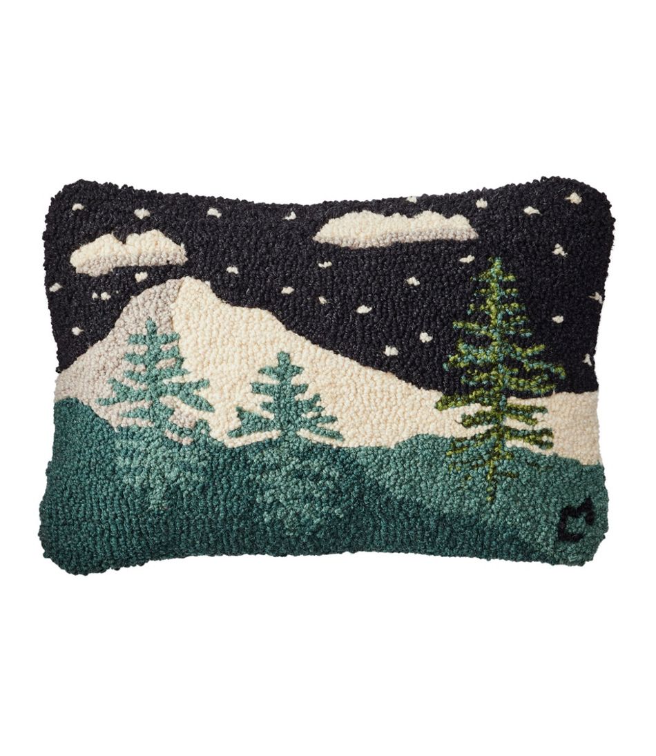 Wool Hooked Throw Pillow, Winter Woods, 12" x 18" / L.L.Bean