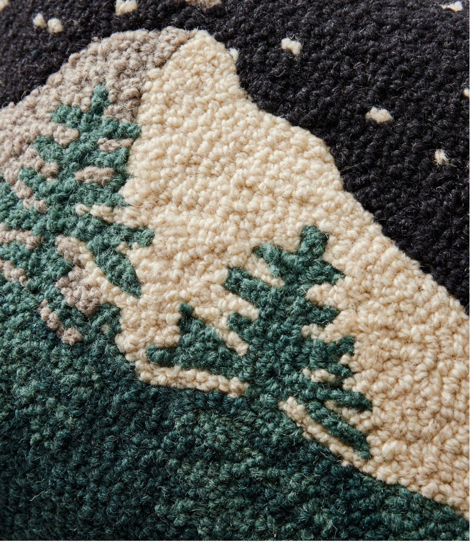 Wool Hooked Throw Pillow, Winter Woods, 12" x 18" / L.L.Bean