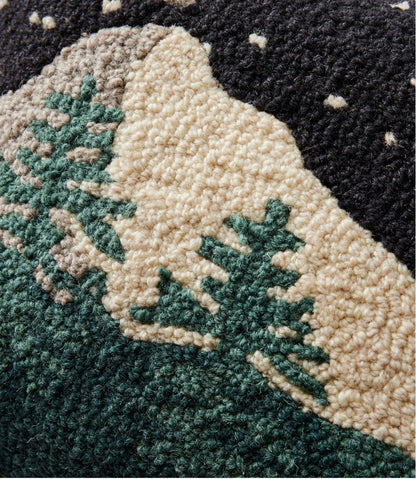 Wool Hooked Throw Pillow, Winter Woods, 12" x 18" / L.L.Bean