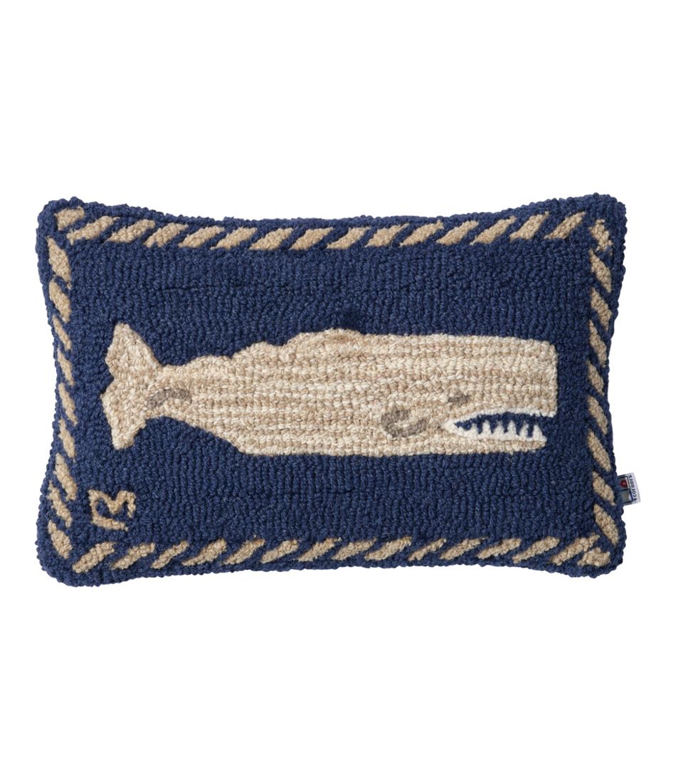 Wool Hooked Throw Pillow, Whale, 12" x 18" / L.L.Bean