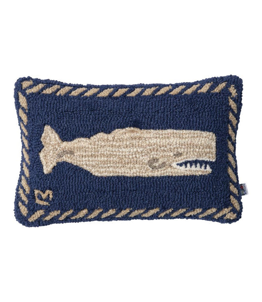 Wool Hooked Throw Pillow, Whale, 12" x 18" / L.L.Bean