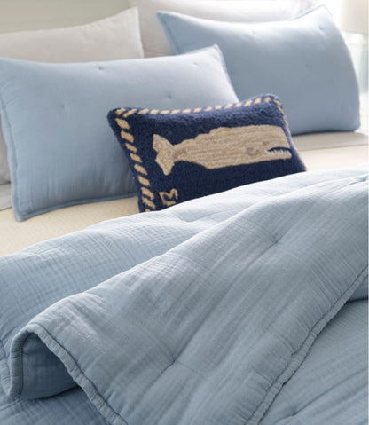 Wool Hooked Throw Pillow, Whale, 12" x 18" / L.L.Bean