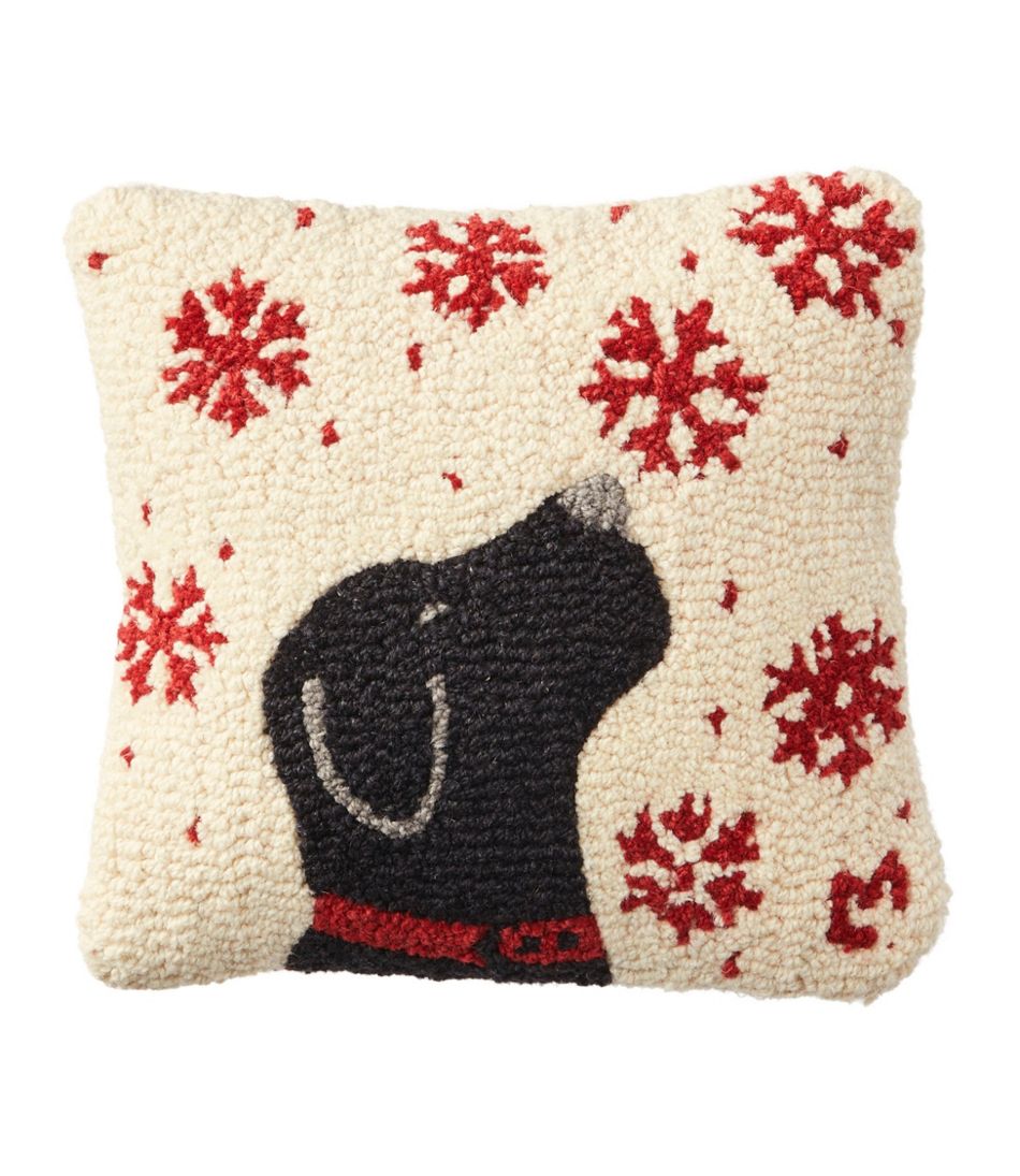 Wool Hooked Throw Pillow, Snowflake Black Lab, 14" x 14" / L.L.Bean