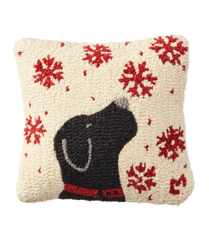 Wool Hooked Throw Pillow, Snowflake Black Lab, 14" x 14" / L.L.Bean