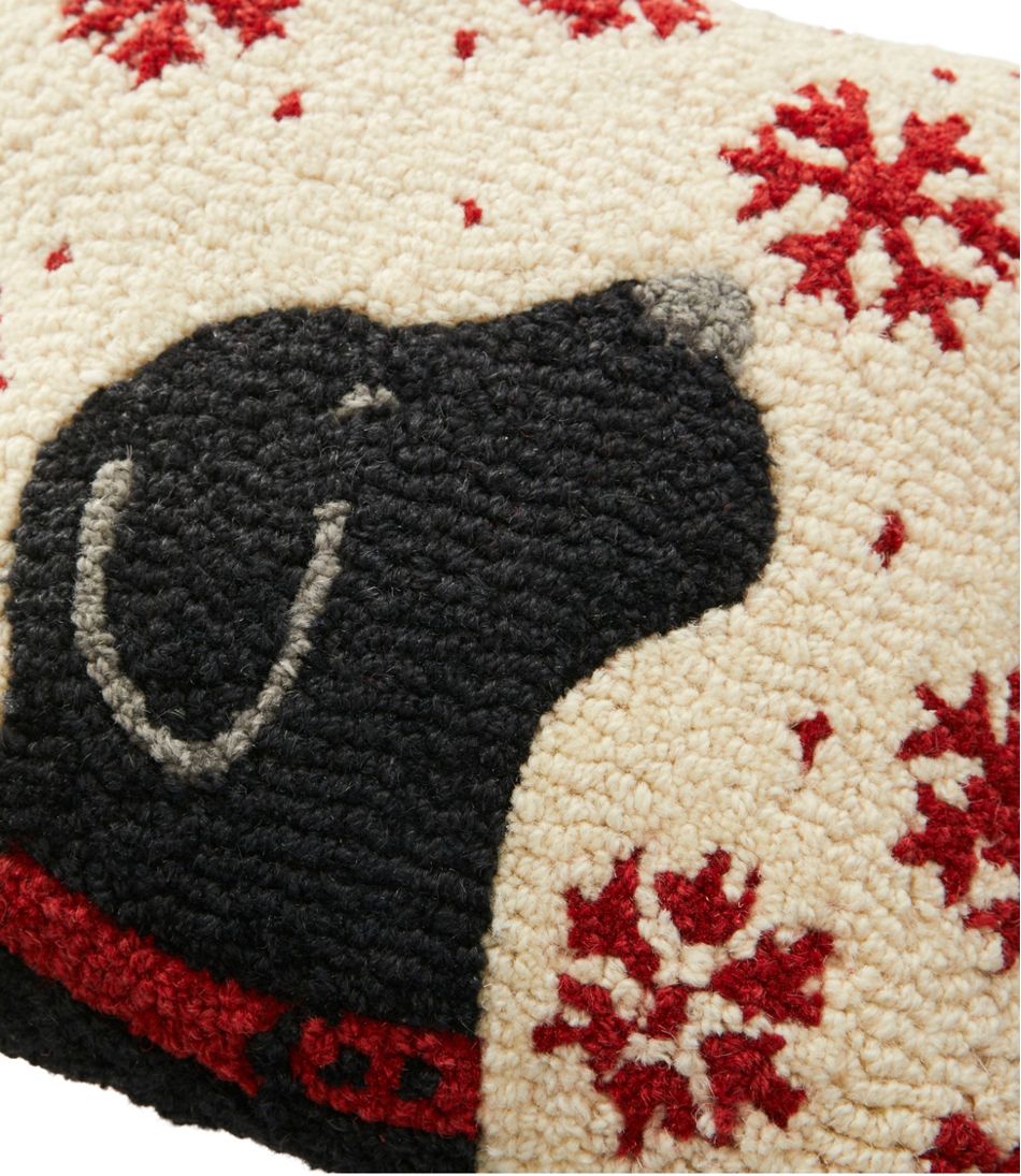 Wool Hooked Throw Pillow, Snowflake Black Lab, 14" x 14" / L.L.Bean