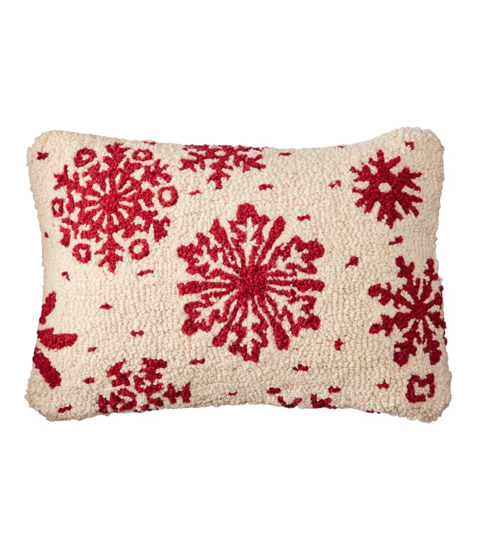 Wool Hooked Throw Pillow, Snowflake, 14" x 20" / L.L.Bean