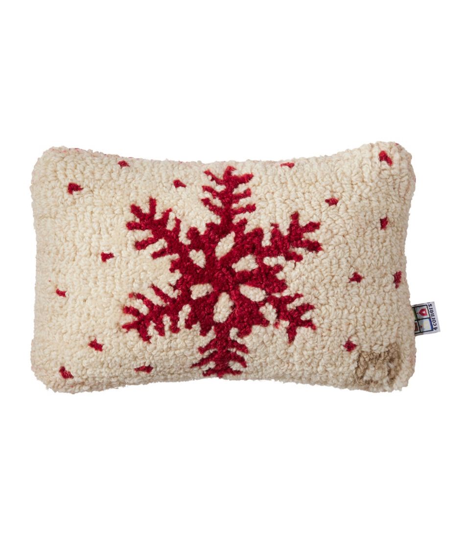 Wool Hooked Throw Pillow, Red Flake, 8" x 12" / L.L.Bean