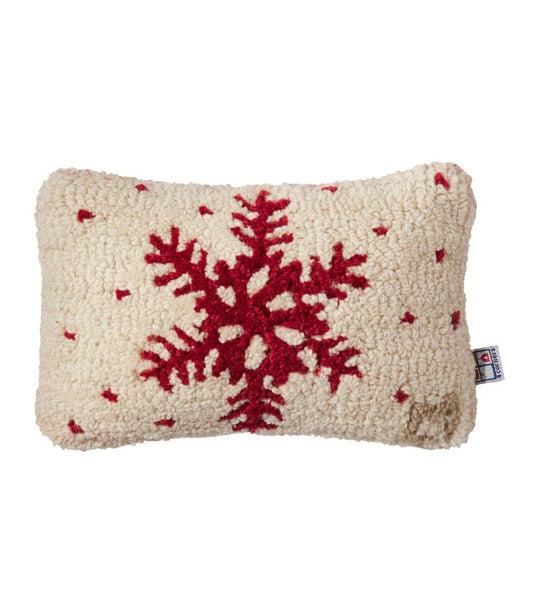 Wool Hooked Throw Pillow, Red Flake, 8" x 12" / L.L.Bean