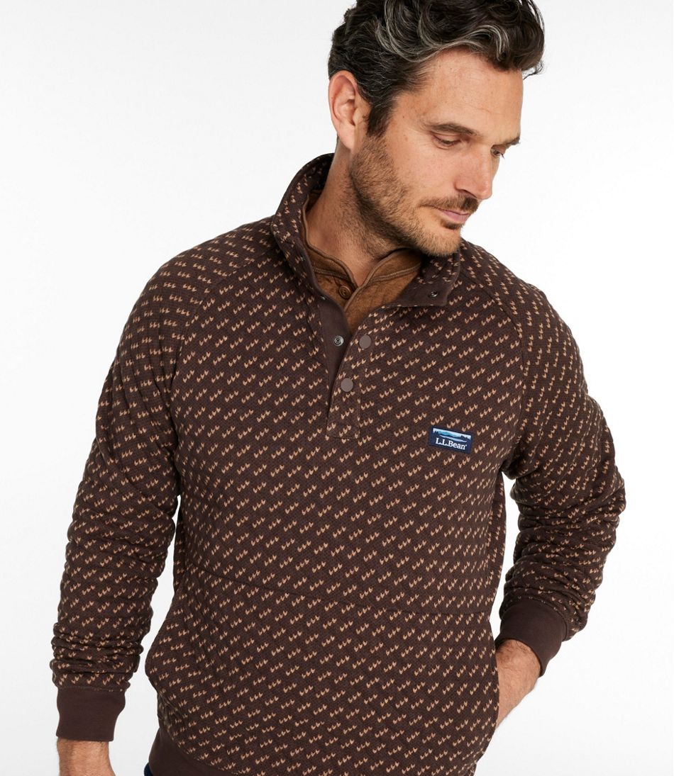 Men's Bean's Quilted Sweatshirt, Mockneck, Print / L.L.Bean