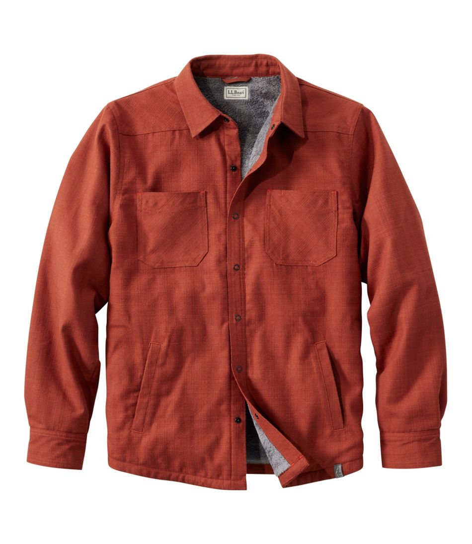 Men's Katahdin Performance Flannel Shirt-Jacket, Hi-Pile Fleece-Lined Solid / L.L.Bean
