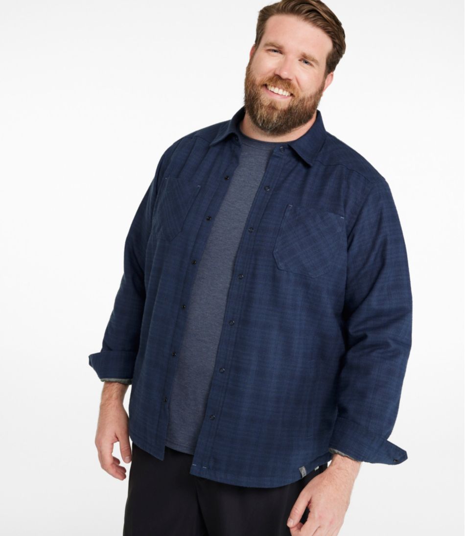 Men's Katahdin Performance Flannel Shirt-Jacket, Hi-Pile Fleece-Lined Solid / L.L.Bean