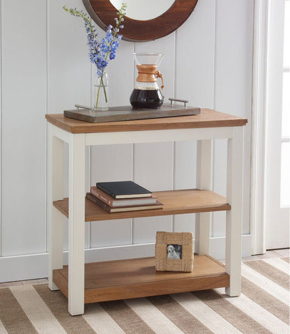Painted Farmhouse Two-Shelf Console, Wood Top / L.L.Bean