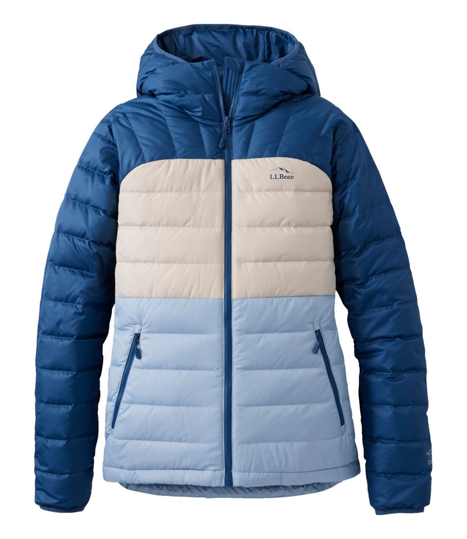 Women's Bean's Down Hooded Jacket, Colorblock / L.L.Bean