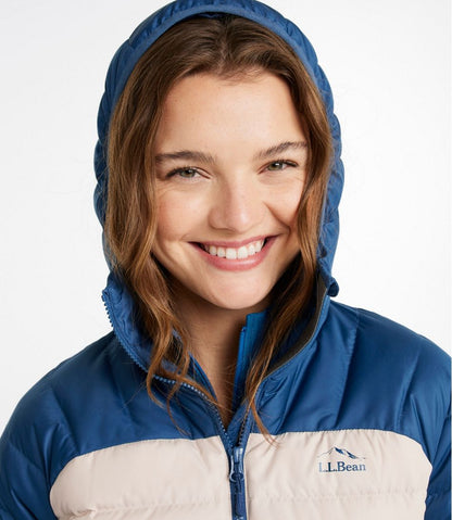 Women's Bean's Down Hooded Jacket, Colorblock / L.L.Bean