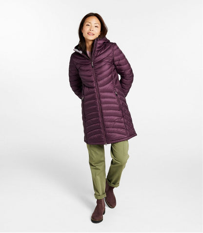 Women's Ultralight 850 Down Hooded Coat, Three-Quarter Length / L.L.Bean